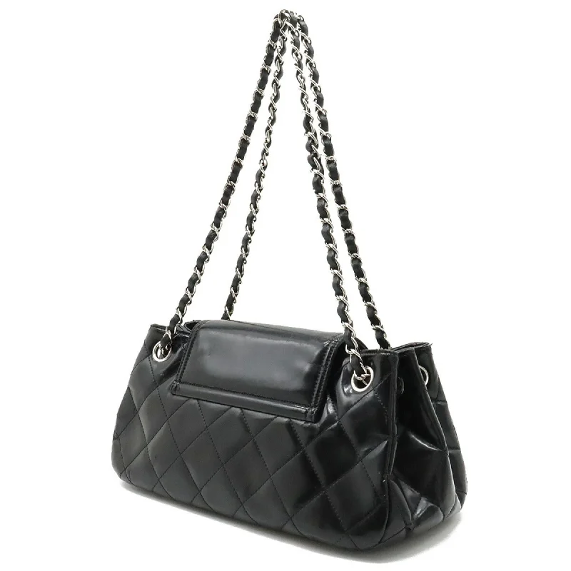 Chanel All - Match Handbag for Versatile StylingCHANEL 2.55 Matelasse W Chain Bag Shoulder Patent Leather Black