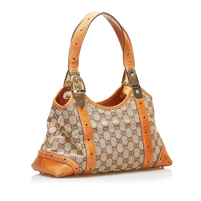 Women Gucci bags with a zippered interior pocketGucci GG Canvas Shoulder Bag (35225)