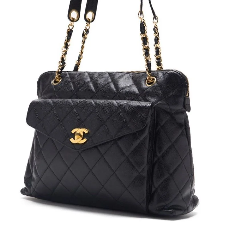 Chanel Limited Edition Handbag for CollectorsCHANEL / CHANEL Matrasse  Flap Double Chain Sder Caviar S Black   Shoulder Bag Lady Bag Hybrid 【 Ship】  Yaboo Online