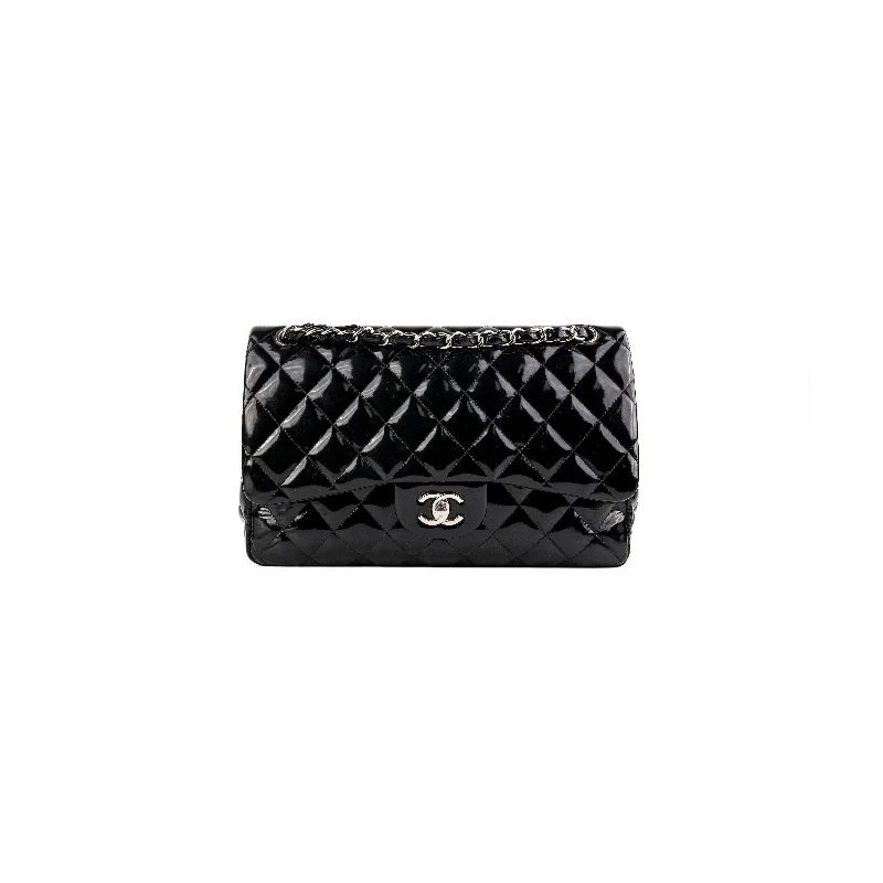 Chanel Handbag with Adjustable Strap for ComfortChanel Jumbo Flap Patent Black