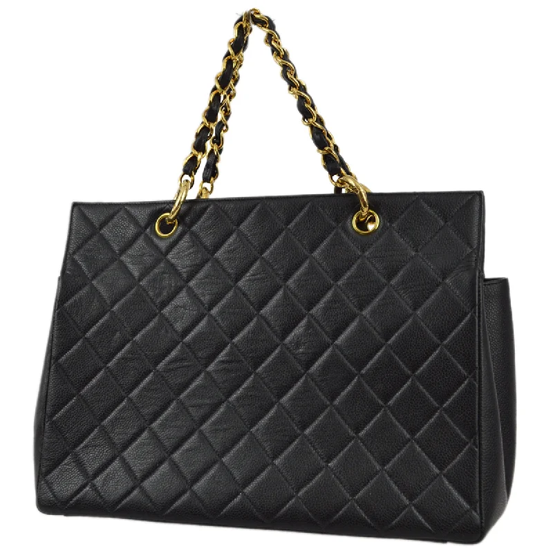 Chanel New Arrival Handbag with Gold HardwareChanel 1996-1997 Black Caviar Tote Chain Handbag