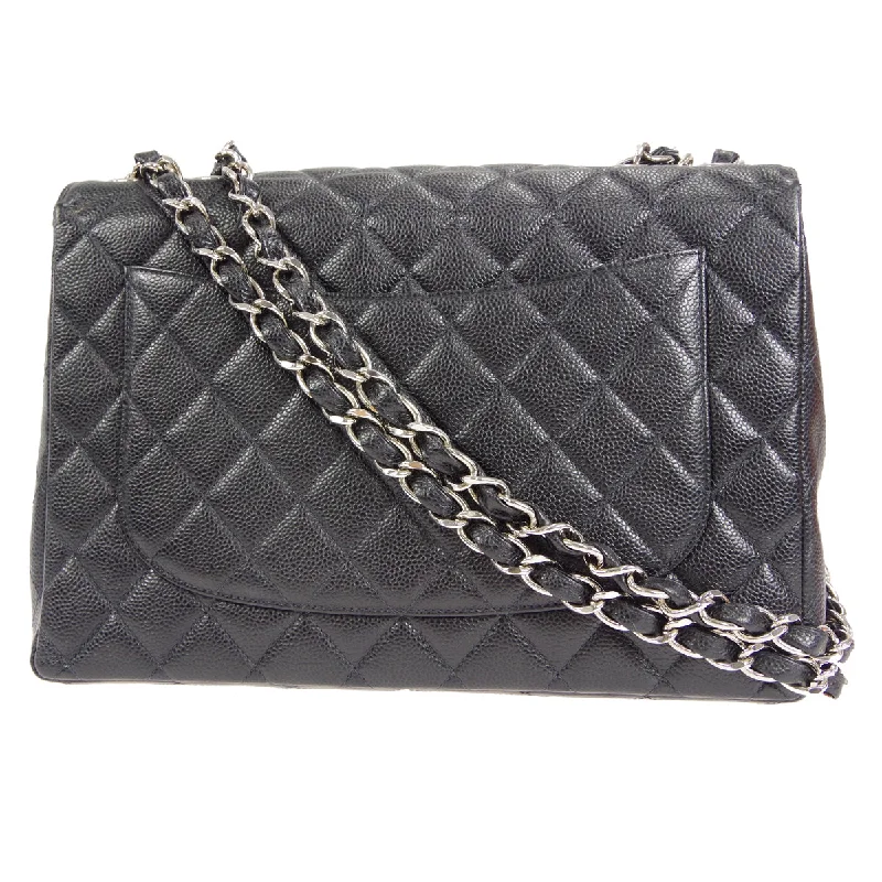 Chanel New Arrival Handbag with Gold HardwareCHANEL 2000-2001 Classic Flap Jumbo SHW Black Caviar 27053