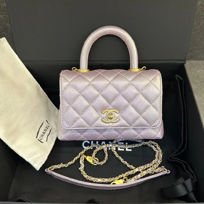 Chanel Luxury Handbag for High - End EventsChanel Coco Handle Mini Bag Quilted Leather Lilac