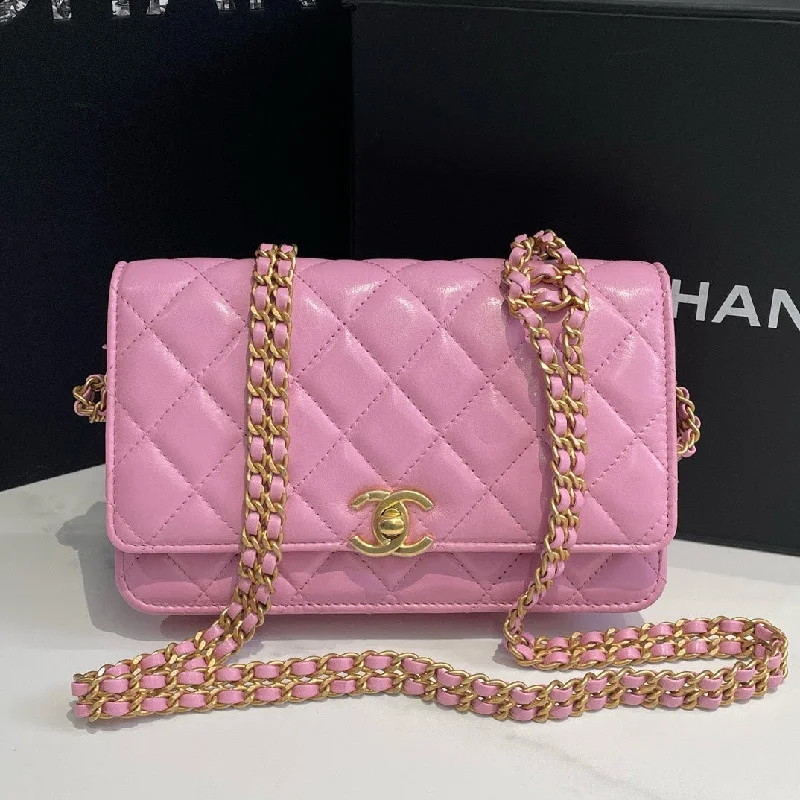 Chanel Medium Tote Bag for Office LadiesChanel 23P Pink Quilted Leather Wallet On Chain Microchip