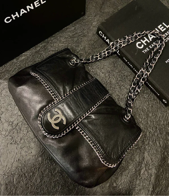 Chanel Vintage Inspired Handbag for Retro LoversChanel Black Silver Hardware Chain Binding Flap Bag