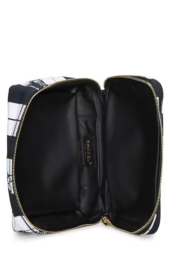 Chanel Small Crossbody Bag for TravelChanel,  Black & White Canvas Coco Window Cosmetic Pouch, Black