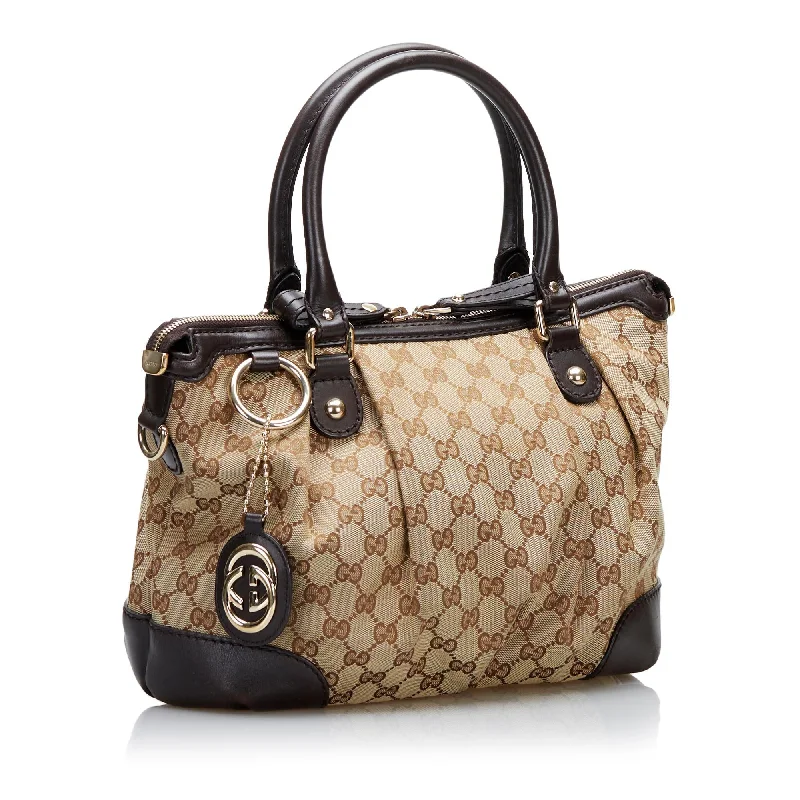 Gucci handbags for women with a beaded trimGucci GG Canvas Sukey Handbag (35275)