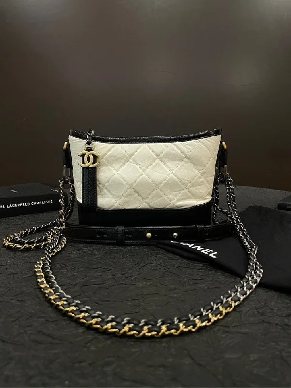 Chanel Chain Strap Handbag for Everyday UseChanel Gabrielle White Black Calfskin Multiple Chain Bag Size S