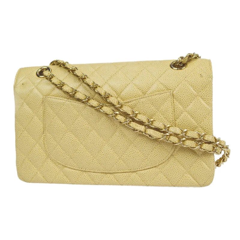 Chanel New Arrival Handbag with Gold HardwareCHANEL 2001-2003 Classic Double Flap Medium Beige Caviar 87886