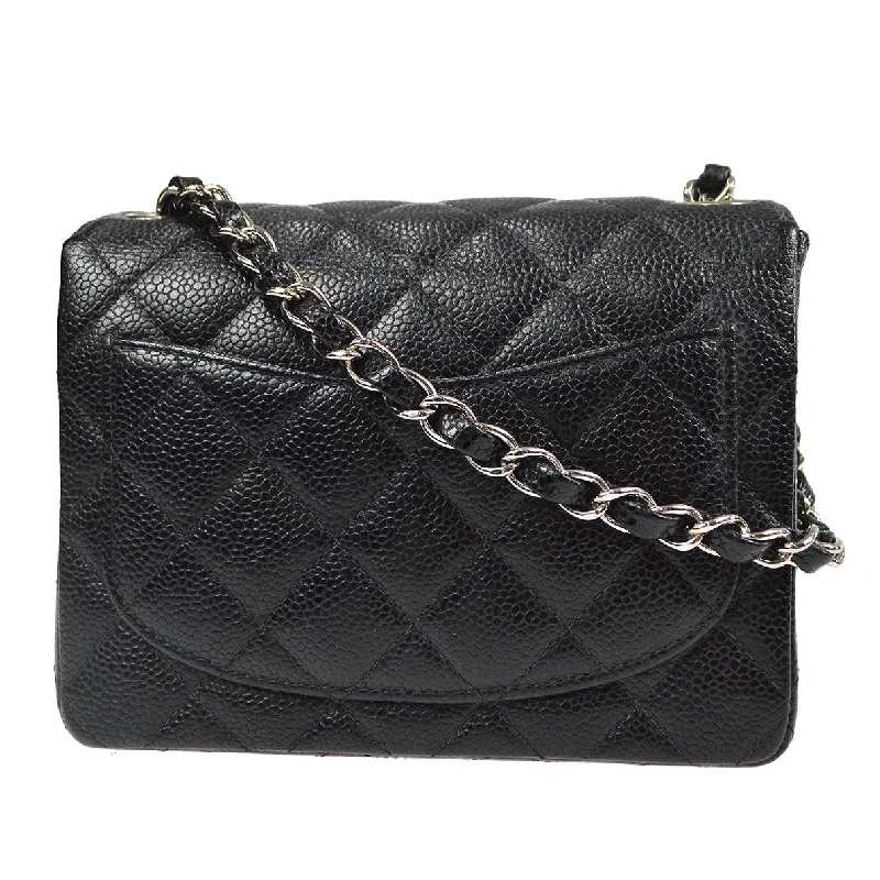 Chanel Luxury Handbag for High - End EventsCHANEL 2004-2005 Classic Flap Mini Square 17 SHW Black Caviar 78282