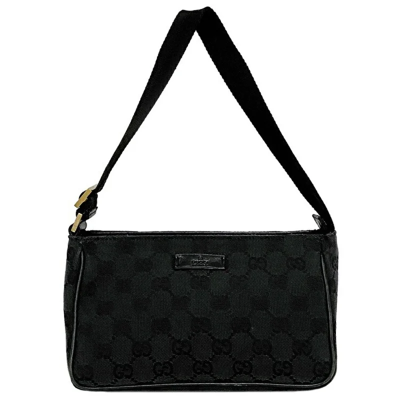 Women Gucci Sylvie bags with a leather - wrapped handleGucci Handbag Black 106644 Canvas Leather GUCCI Women's Bag GG