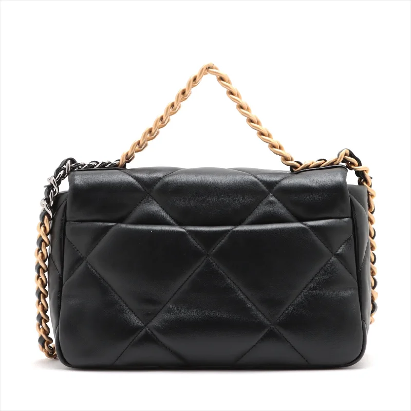 Chanel Quilted Leather Shoulder Bag for FashionistasChanel 19 2WAY Shoulder Bag Black G x Silver Gold AS1160