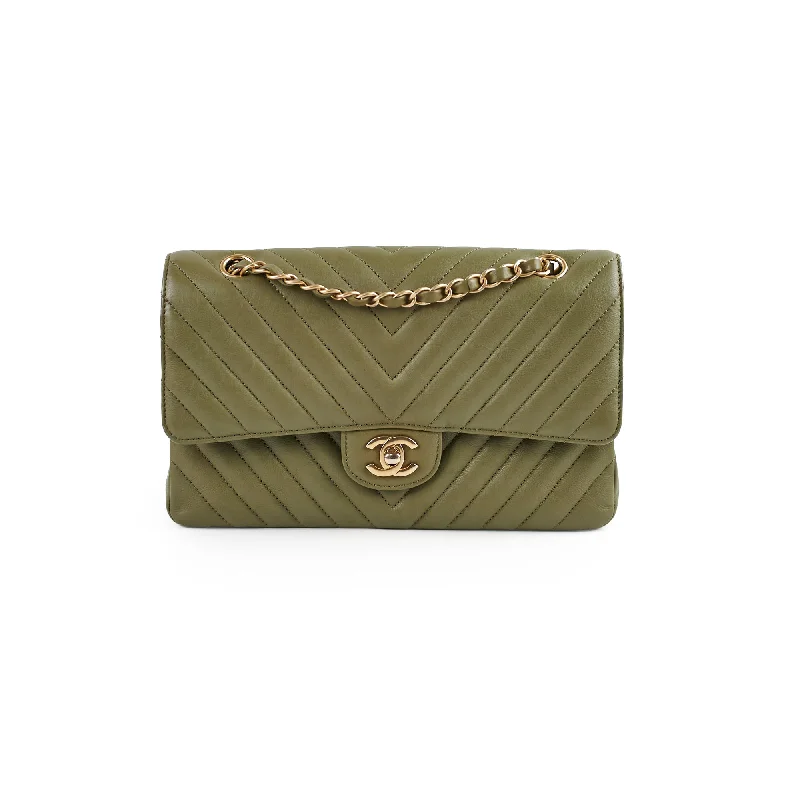 Chanel Limited Edition Handbag for CollectorsChanel Chevron M/L Classic Flap Khaki22394 Chanel Chevron M/L Classic Flap Khaki