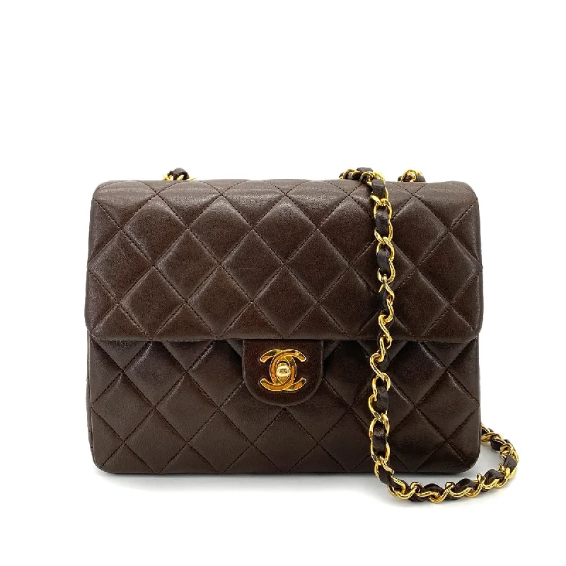 Chanel Limited Edition Handbag for CollectorsCHANEL VINTAGE MINI SQUARE 20 CHAIN SHOULDER BAG BROWN LAMB SKIN 90254629