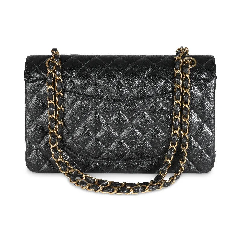 Chanel Medium Tote Bag for Office LadiesCHANEL 24K Black Quilted Caviar Medium Classic Double Flap Bag