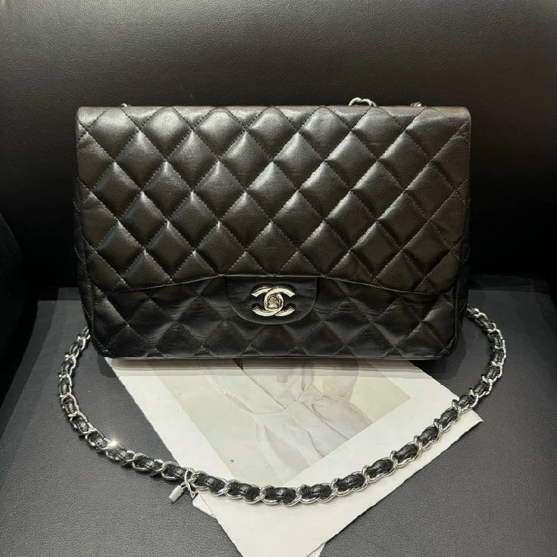 Chanel Limited Edition Handbag for CollectorsChanel Jumbo Black Leather Silver Chain Crossbody Bag 30cm