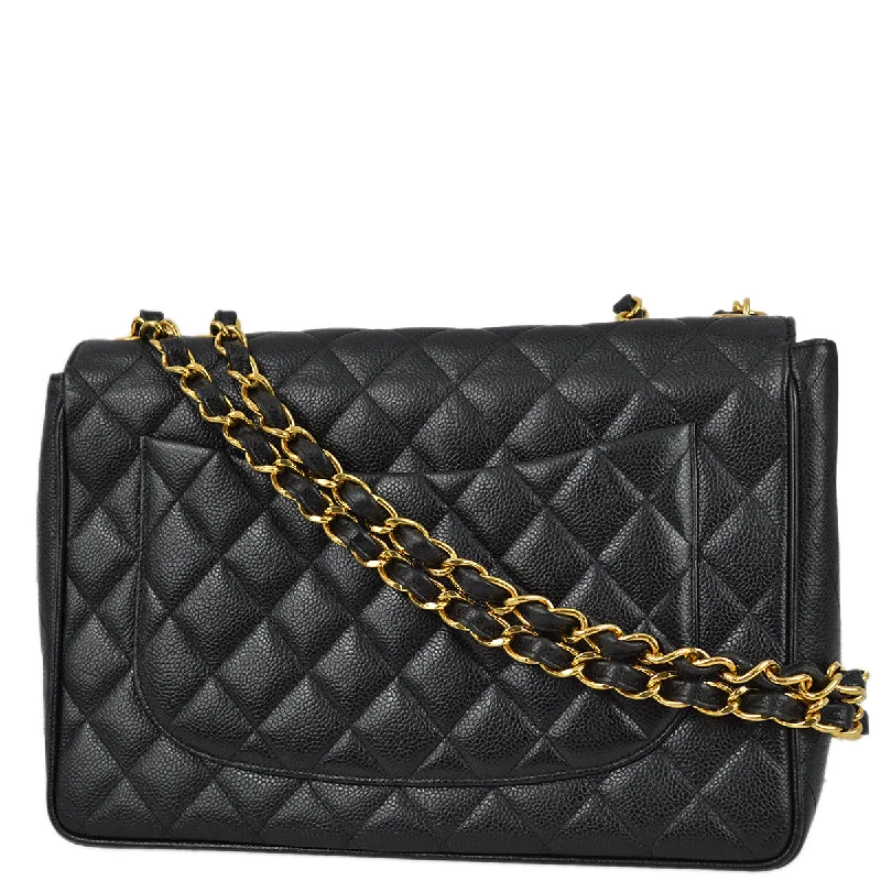 Chanel New Arrival Handbag with Gold HardwareChanel 1994-1996 Black Caviar Jumbo Classic Flap Bag