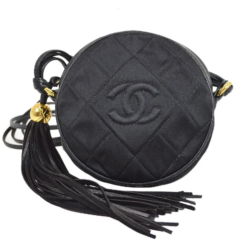 Chanel Vintage Inspired Handbag for Retro LoversCHANEL 1989-1991 Round Shoulder Bag Black Satin