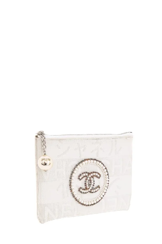 Chanel Chain Strap Handbag for Everyday UseChanel Vintage White and Silver Ginza Limited Pearl Coco Mark Pouch