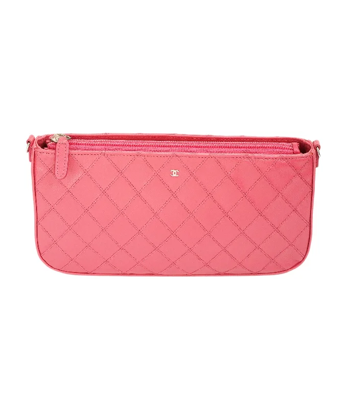 Chanel Small Crossbody Bag for TravelCHANEL Bicolore Chain Accessory Pouch Lamb Skin Pink CC DBXS1767