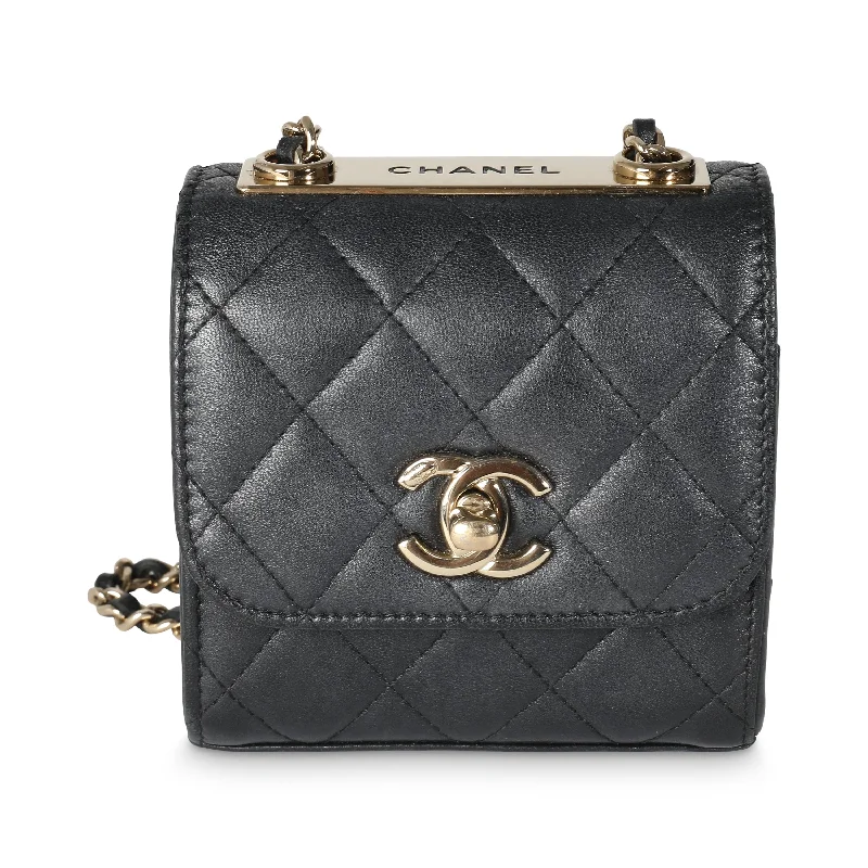 Chanel Designer Handbag with Unique DesignBlack Quilted Lambskin Trendy CC Clutch With Chain