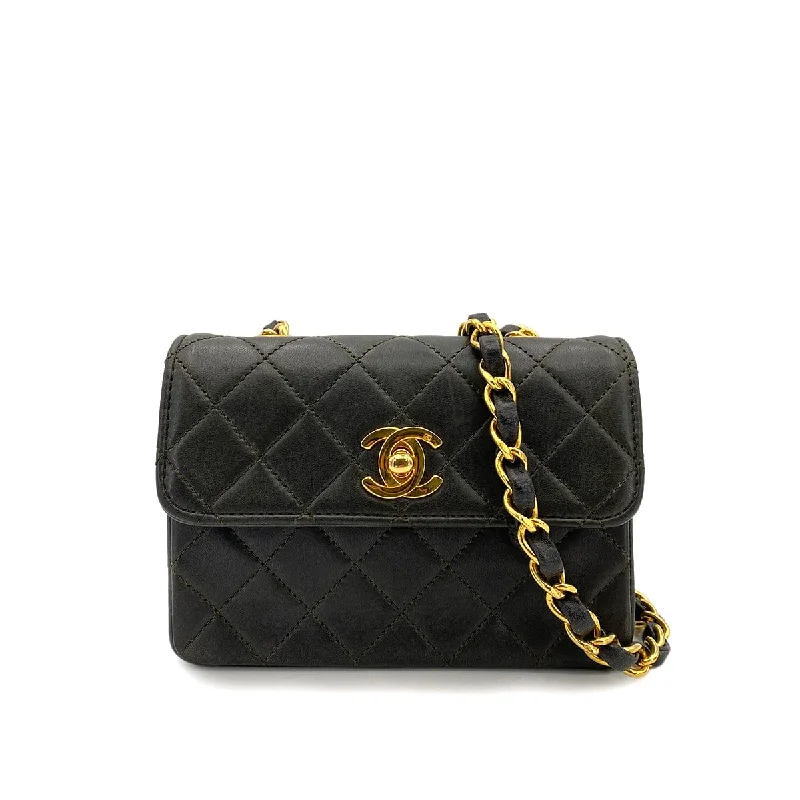 Chanel Lightweight Handbag for Daily ErrandsCHANEL VINTAGE MINI MATELASSE CHAIN SHOULDER BAG DARK GRAY LAMB SKIN 90248136