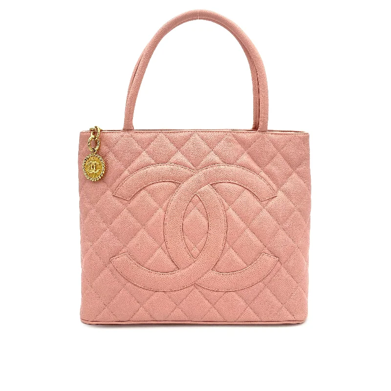 Chanel Handbag with Adjustable Strap for ComfortCHANEL VINTAGE MEDALLION TOTE BAG PINK CAVIAR SKIN DXBS0107