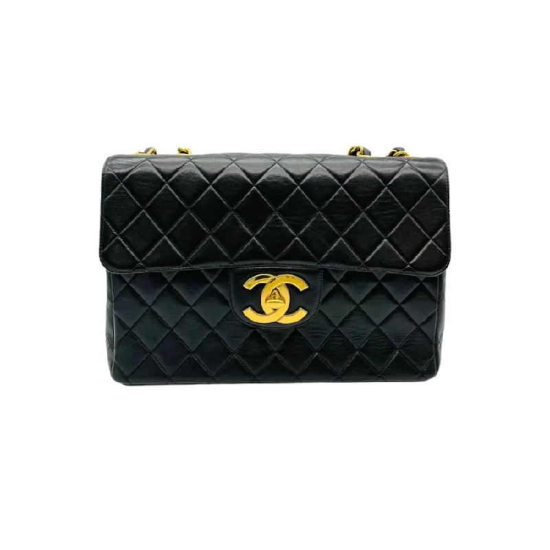 Chanel Designer Handbag with Unique DesignVintage Jumbo XL Lambskin Black GHW