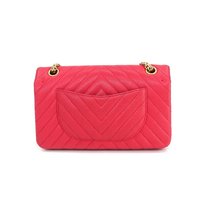 Chanel Designer Handbag with Unique DesignCHANEL 2.55 Chevron V stitch chain shoulder bag leather red A37586 gold metal fittings Bag