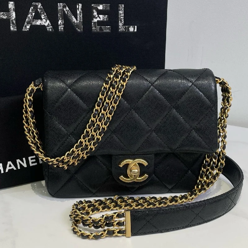 Chanel Vintage Inspired Handbag for Retro LoversChanel 24c Mini Flap Bag Black Leather Quilted Microchip