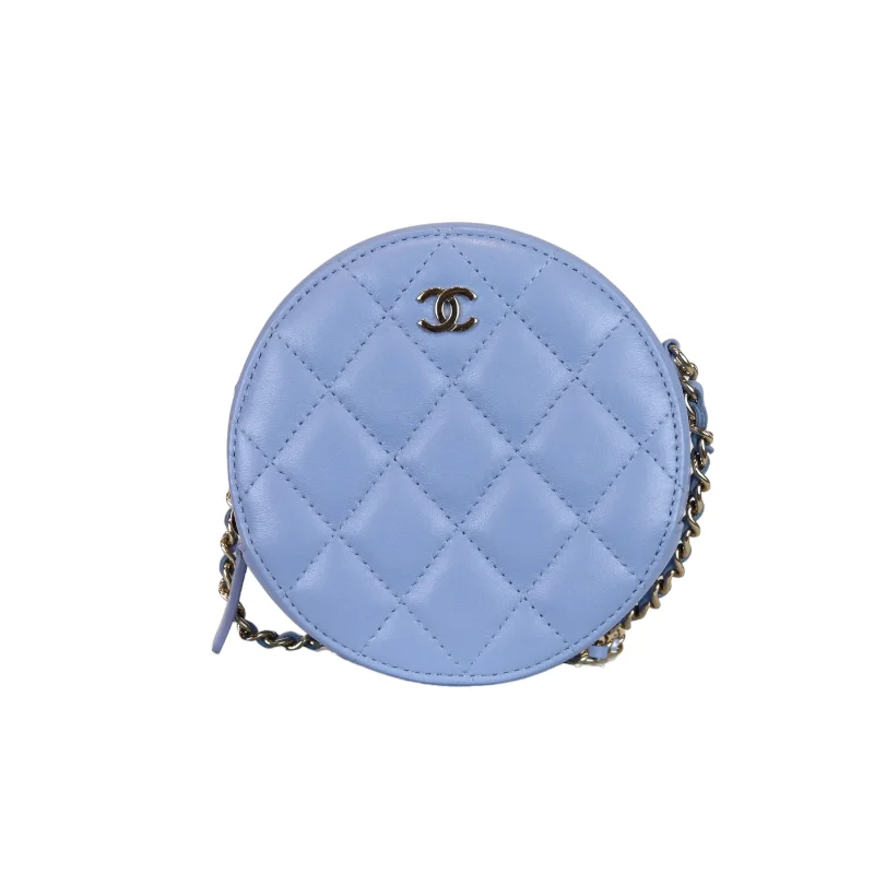 Chanel All - Match Handbag for Versatile StylingRound clutch with chain Blue GHW