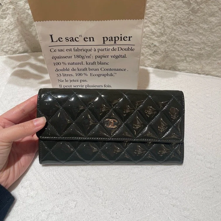 Chanel Limited Edition Handbag for CollectorsChanel Black Patent Leather Quilted Wallet Medium