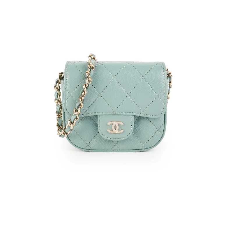 Chanel Black Handbag for Business MeetingsChanel Micro Bag With Chain Greyish Green LGHW  Caviar