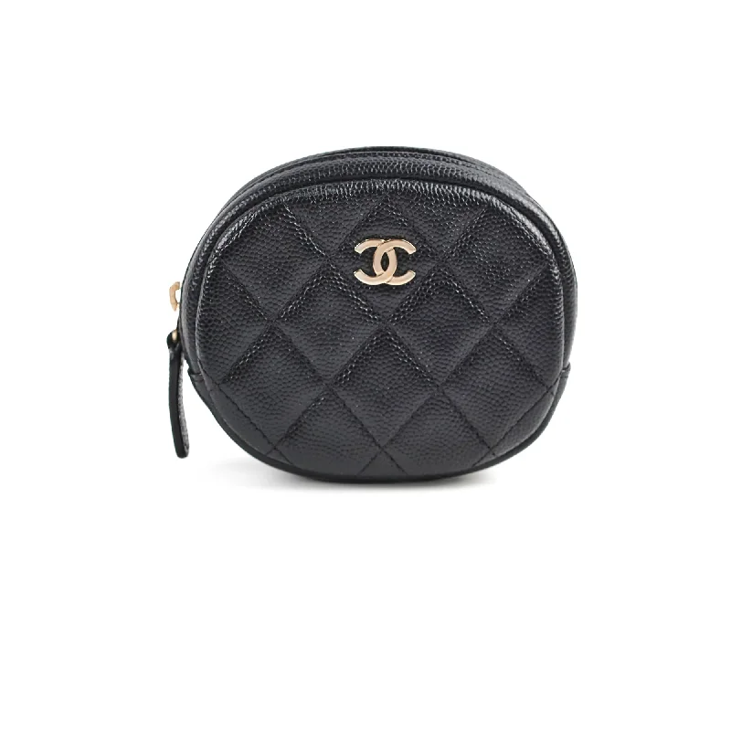 Chanel Black Handbag for Business MeetingsChanel Caviar Round Coin Purse Black