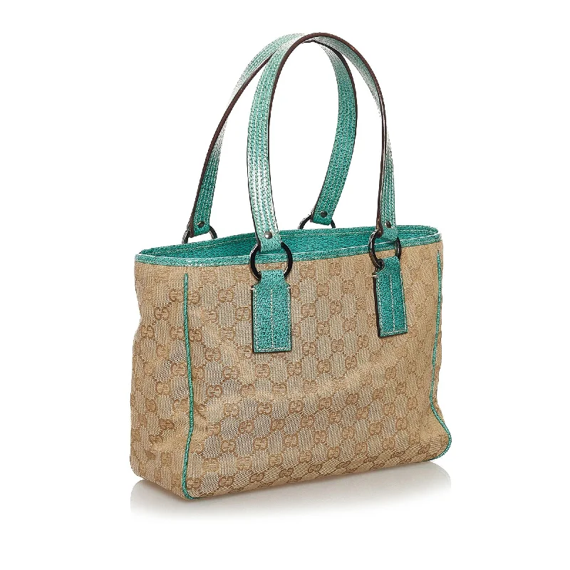 Gucci tote bags for women with a double - handle designGucci GG Canvas Tote Bag (32589)