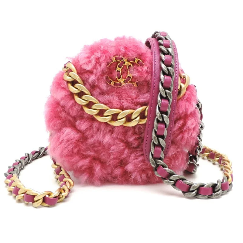 Chanel Luxury Handbag for High - End EventsChanel 19 Round Chain Women's Shoulder Bag AP0945 Mouton Pink