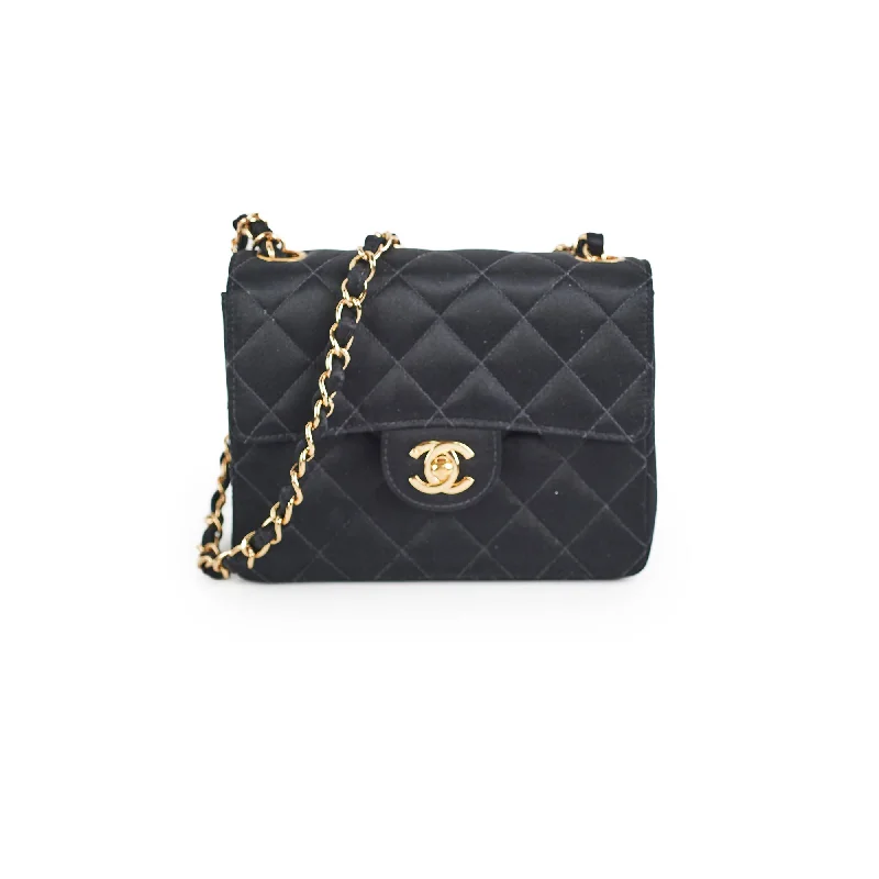 Chanel Lightweight Handbag for Daily ErrandsChanel Mini Square Flap Satin Black- Series 7