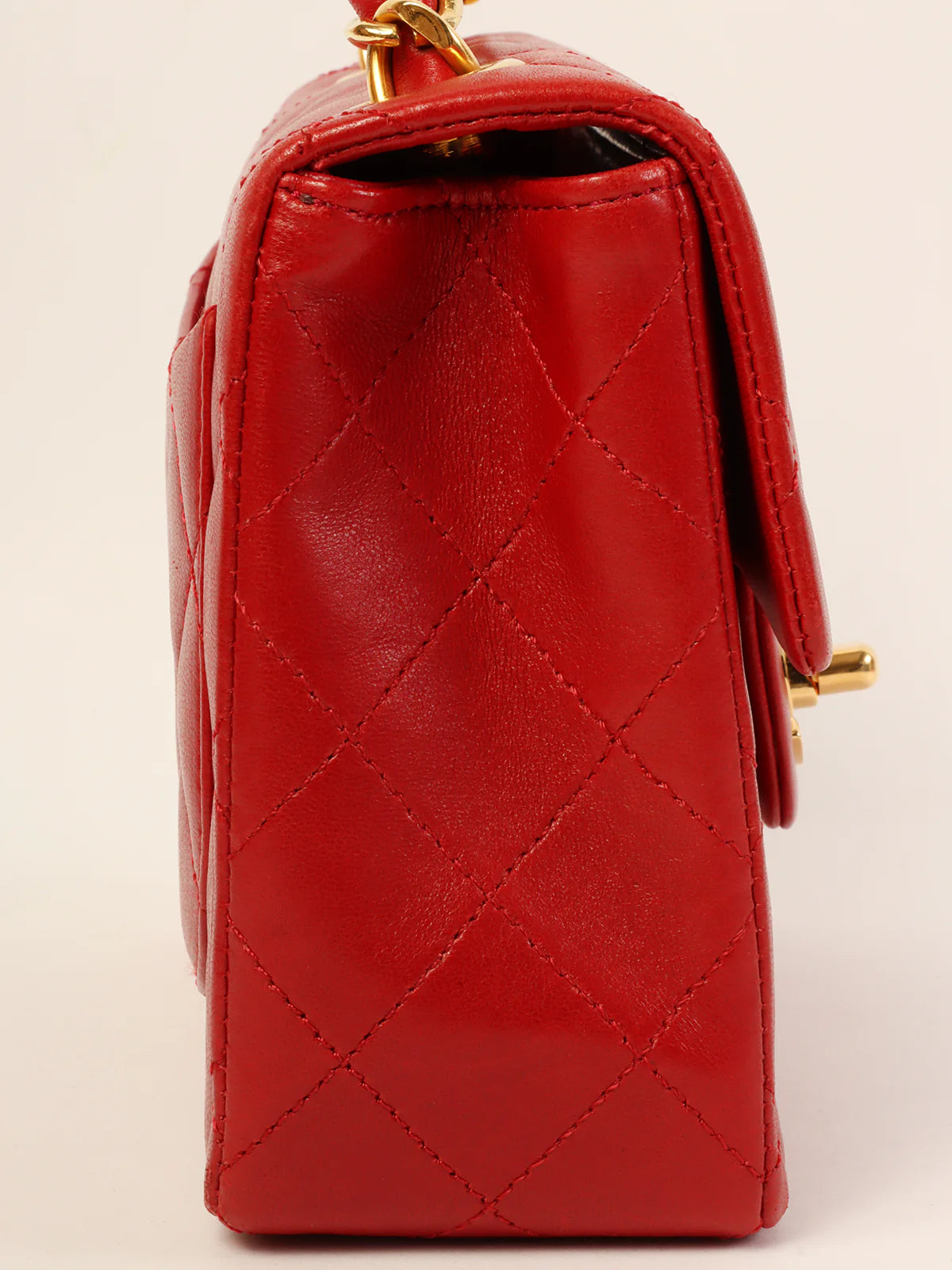 Chanel Classic Flap Bag for Evening PartyCHANEL Around 1990 Made Classic Flap Chain Top Handle Bag Mini Red