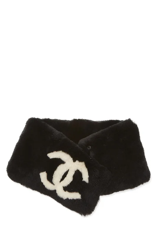 Chanel Classic Flap Bag for Evening PartyChanel,  Black Fur 'CC' Muffler, Black