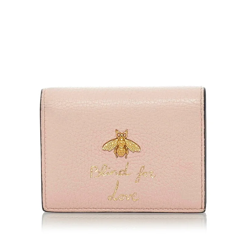 Women Gucci Sylvie bags with a monogram - embossed leatherGucci Animalier Bee Bifold Wallet 460185 Pink Leather Ladies GUCCI