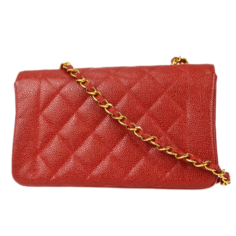 Chanel Limited Edition Handbag for CollectorsChanel 1994-1996 Small Diana Chain Shoulder Bag Red Caviar