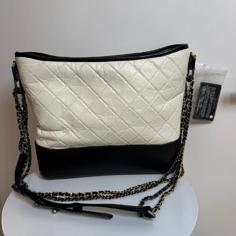 Chanel Classic Flap Bag for Evening PartyChanel Gabrielle GM White Black Leather Quilted Shoulder Bag