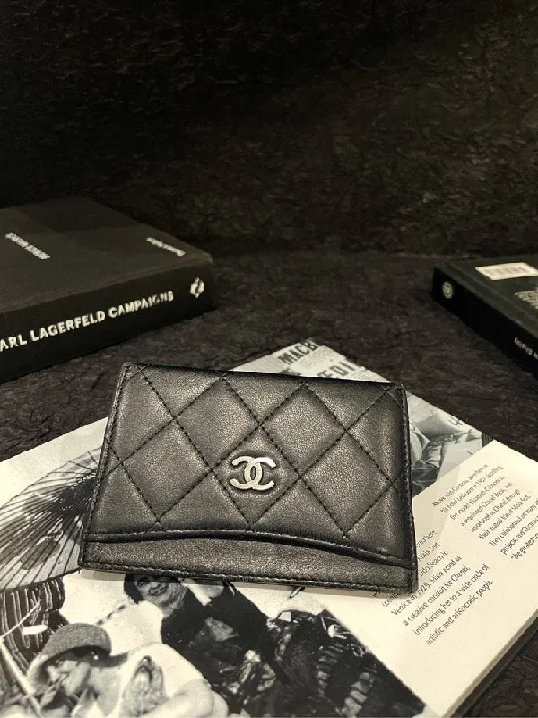 Chanel Classic Flap Bag for Evening PartyChanel Classical Black Leather Quilted Credit Card Wallet Silver Hardware