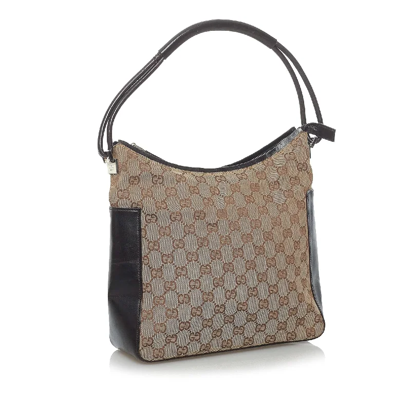 Women Gucci bags with a snap - button closure and a decorative charmGucci GG Canvas Shoulder Bag (34135)