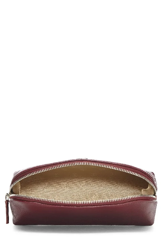 Chanel Classic Flap Bag for Evening PartyChanel,  Burgundy Calfskin Cosmetic Pouch, Burgundy