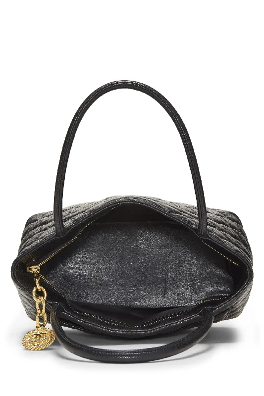 Chanel Classic Flap Bag for Evening PartyChanel,  Black Quilted Caviar Medallion Tote, Black