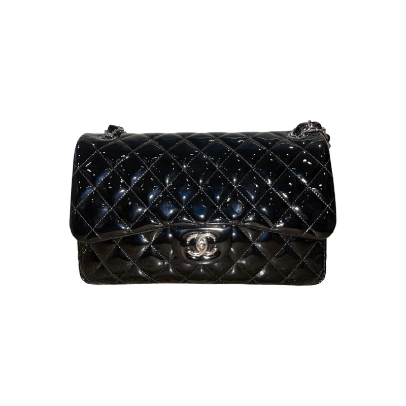 Chanel Classic Flap Bag for Evening PartyJumbo Classic Flap Patent Black SHW