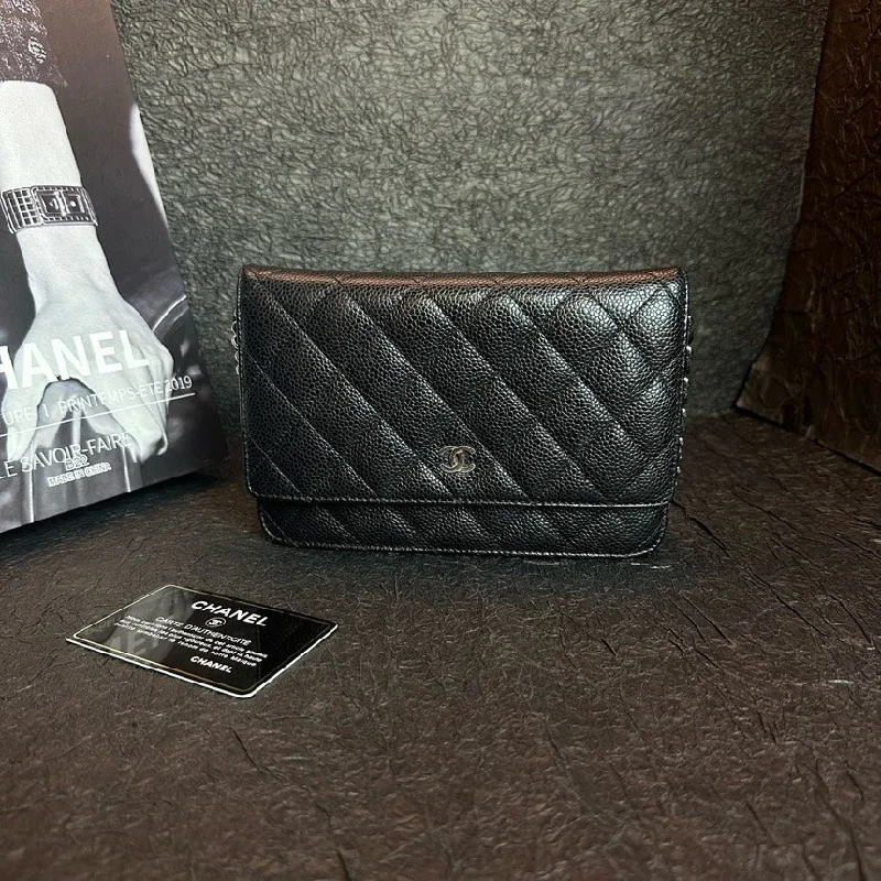 Chanel Black Handbag for Business MeetingsChanel WOC 19cm Black Silver Lychee Pattern Wallet on Chain