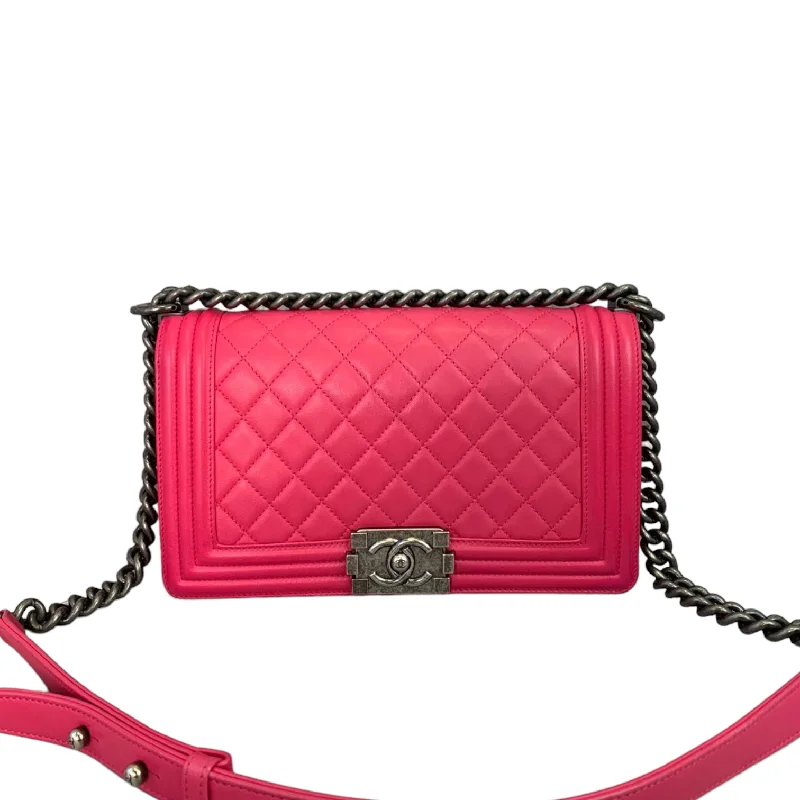 Chanel Handbag with Adjustable Strap for ComfortBoy Old Medium Lambskin Pink RHW