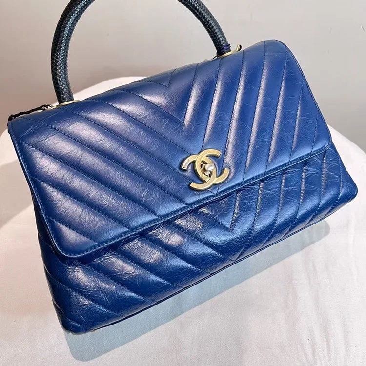 Chanel Vintage Inspired Handbag for Retro LoversChanel Coco Handle Blue Leather Handbag Medium Size